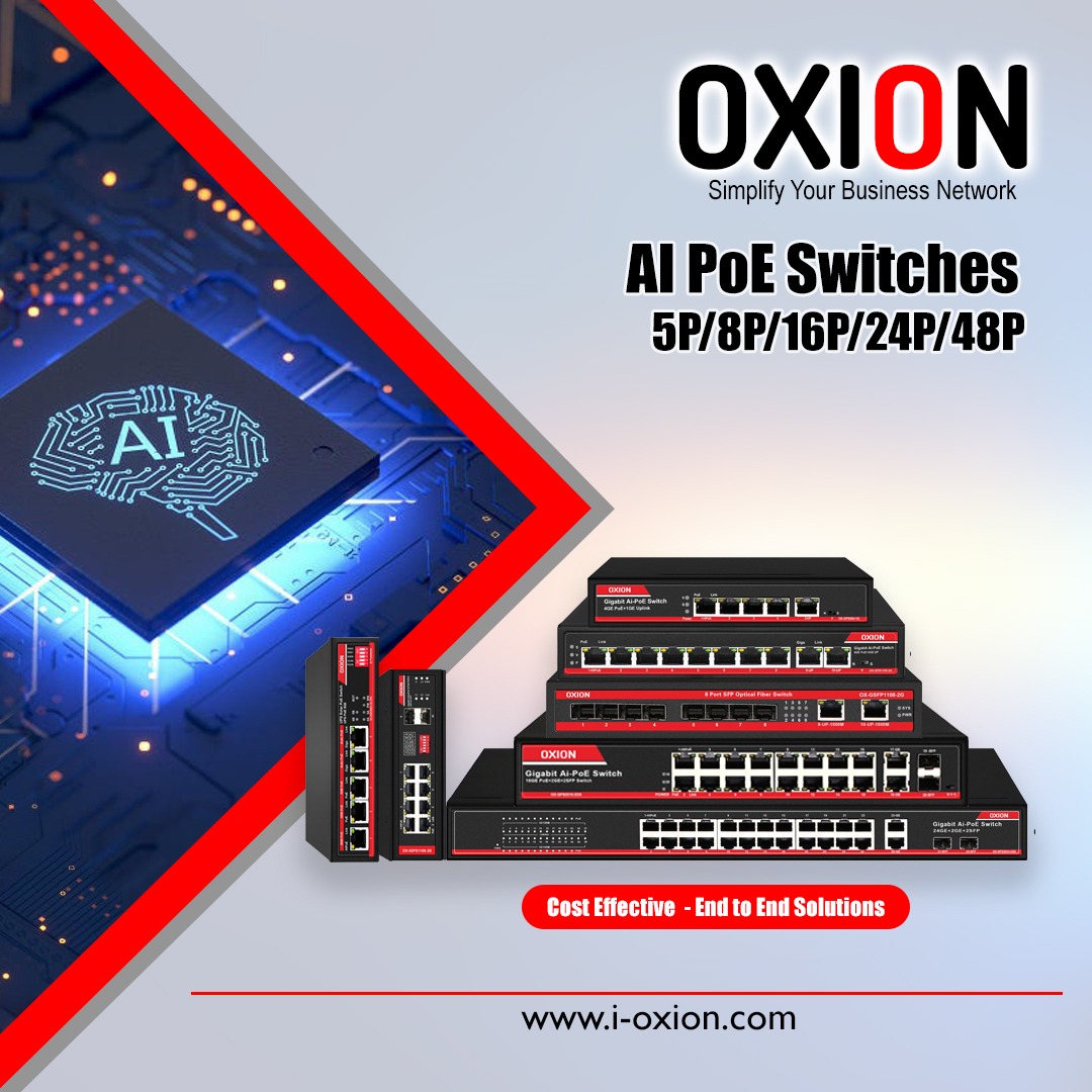 OXION OX-NPS206 4-PORT AI PoE Switch + 2G uplink with 250M Long Range (65w) Best price in Dubai, UAE and Africa