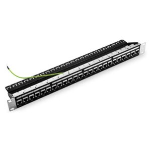 Cat5e Feed-Through Shielded Patch Panel with Back Bar, 1U 24-Port, Compatible with Cat5e, Cat6, Cat6a, Loaded with Keystones Price in Dubai UAE