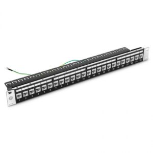 Cat6a Feed-Through Shielded Patch Panel with Back Bar, 1U 24-Port, Compatible with Cat5e, Cat6, Cat6a, Loaded with Keystones  Price in Dubai UAE