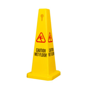 4 Sides View Caution Wet Floor Safety Cone - Yellow for Safety