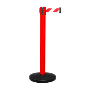 Queue Barrier with 2 Meter Nylon Retracting Belt - Red