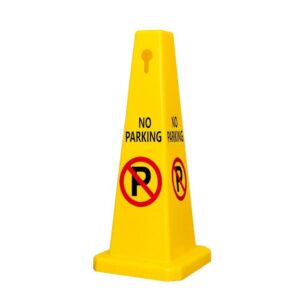 No Parking Sign Cone with Chain and Sign Attachable Socket - Yellow