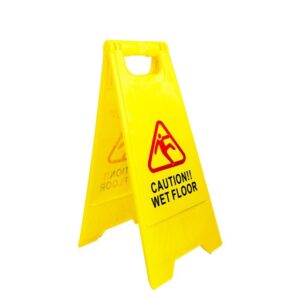 Caution Wet Floor Safety Sign 2 Sided - Yellow