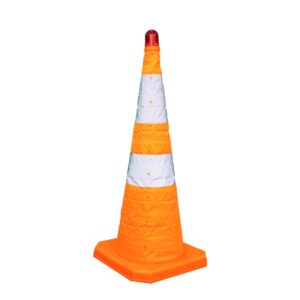 Foldable Cone 70 CM with Two Reflective Sheets and Red Color Warning Light