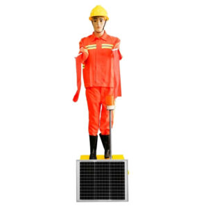 Solar Construction Robot with Flag | Orange Metal Base and Plastic Body Solar Robot