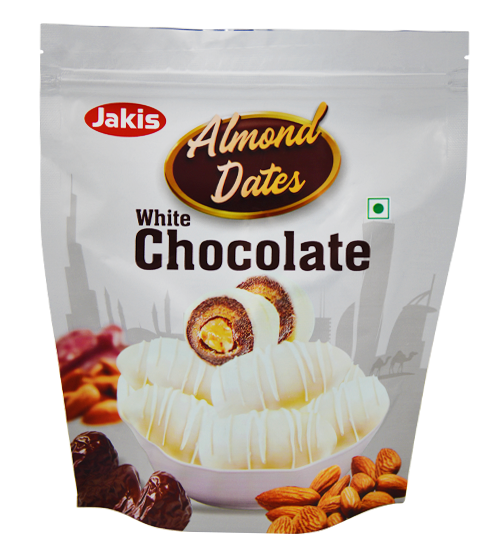 Jakis Premium Quality Almond Date Chocolate covered with white chocolate 300 grams