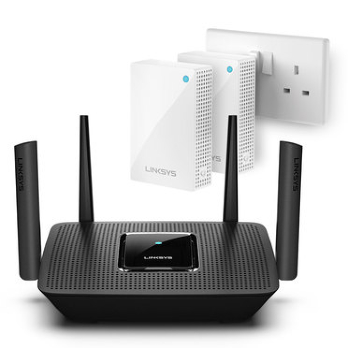 Linksys MR8300 Tri-Band Mesh WiFi Router & 2 Velop Plug-In Nodes - Bundle