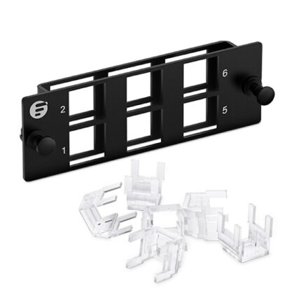 FHD 6-Port Multimedia Copper/Fiber Modular Panel with 6 x Plastic Clips