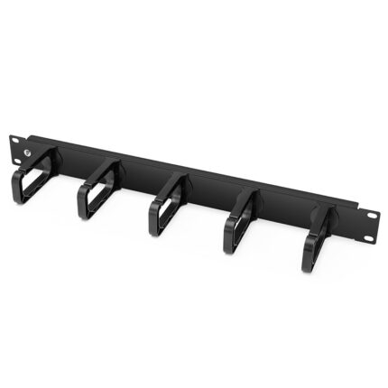 1U Horizontal Cable Manager, Steel Frame with 5 Detachable PC Plastic D-rings, Single Sided, for 19" EIA