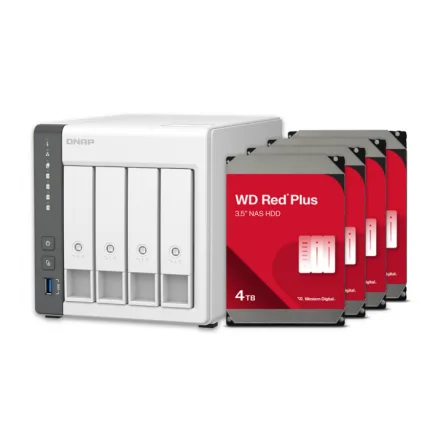 QNAP TS-433-4G-US with 4 x 4TB Western Digital Red Plus Drives