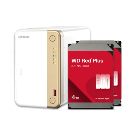 QNAP TS-262-4G-US with 2 x 4TB Western Digital Red Plus Drives