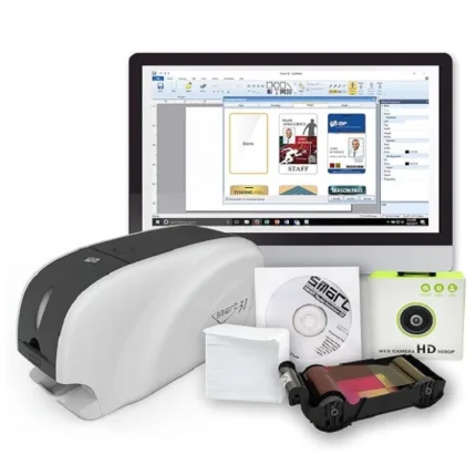 IDP SMART-31 Series ID Card Simplex Printer Bundle with USB Camera, Software, Manual and Guides - Includes 250-Print YMCKO Color Ribbon and 100 PVC Plastic Card - 651527B