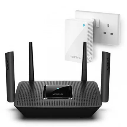 Linksys (MR8300-ME-BDL) Tri-Band Mesh WiFi Router & 1 Velop Plug-In Node - Bundle
