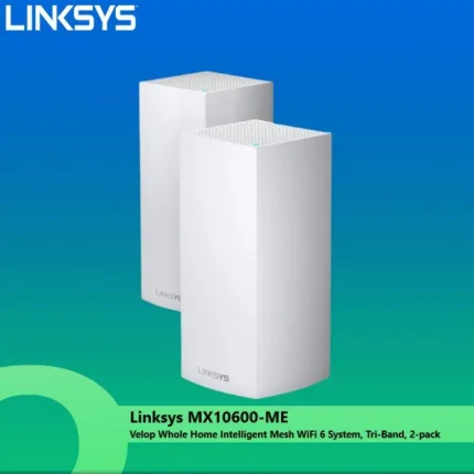 Linksys Velop Whole Home Intelligent Mesh WiFi 6 (AX5300) System, Tri-Band, 2-pack MX10600-ME
